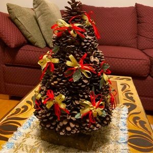 Handcrafted pine cone Christmas tree